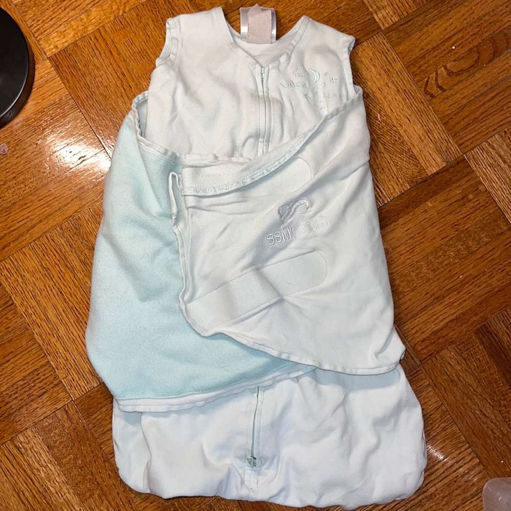 Halo Sleepsack swaddle light green back is best embroidery NB